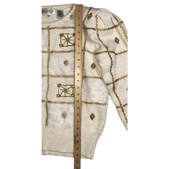 Eugenia by Angenie Vintage 80's Applique & Angora Hair Embellished Sweater Small - Picture 2 of 6